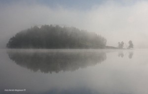 Kolbengtserödssjön i morgondimman. (Foto: Kerstin Magneson ©)